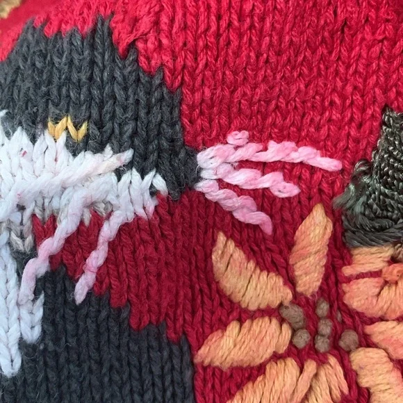 Vintage Knit Red Cat Sweater Size Large Button Front Cardigan - Picture 16 of 16